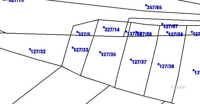 Parcela st. 127/35 v KÚ Kloušov, Katastrální mapa
