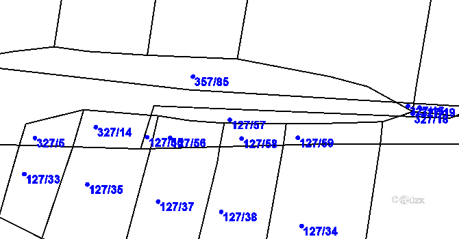Parcela st. 127/57 v KÚ Kloušov, Katastrální mapa