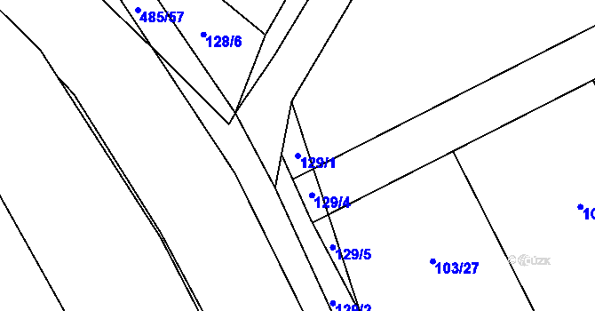 Parcela st. 129/1 v KÚ Kloušov, Katastrální mapa