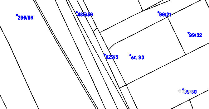 Parcela st. 129/3 v KÚ Kloušov, Katastrální mapa