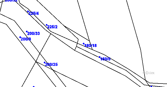 Parcela st. 180/18 v KÚ Kloušov, Katastrální mapa