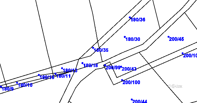 Parcela st. 180/29 v KÚ Kloušov, Katastrální mapa