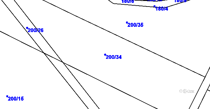 Parcela st. 200/34 v KÚ Kloušov, Katastrální mapa