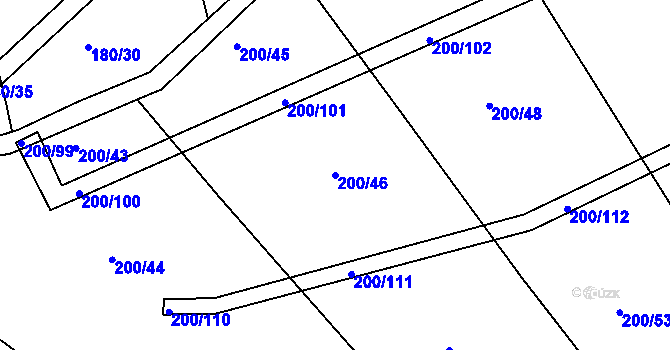 Parcela st. 200/46 v KÚ Kloušov, Katastrální mapa
