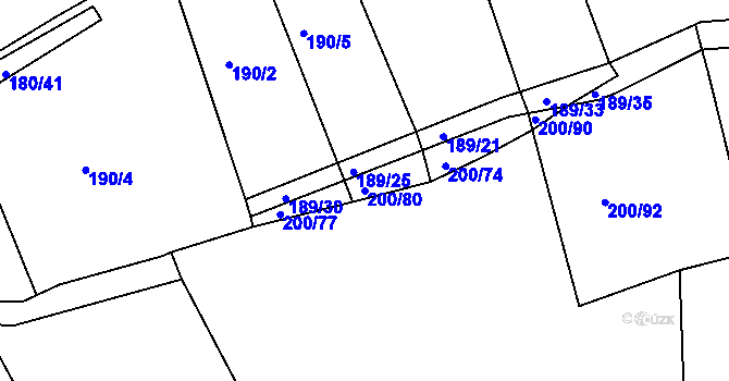Parcela st. 200/80 v KÚ Kloušov, Katastrální mapa