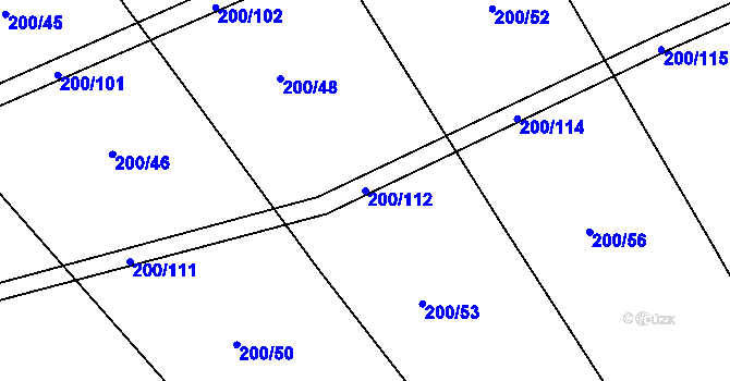 Parcela st. 200/112 v KÚ Kloušov, Katastrální mapa