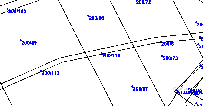 Parcela st. 200/118 v KÚ Kloušov, Katastrální mapa