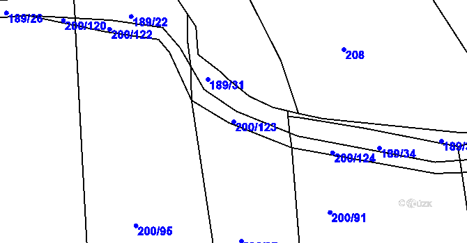 Parcela st. 200/123 v KÚ Kloušov, Katastrální mapa