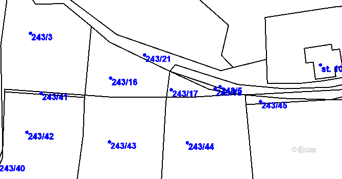 Parcela st. 243/17 v KÚ Kloušov, Katastrální mapa