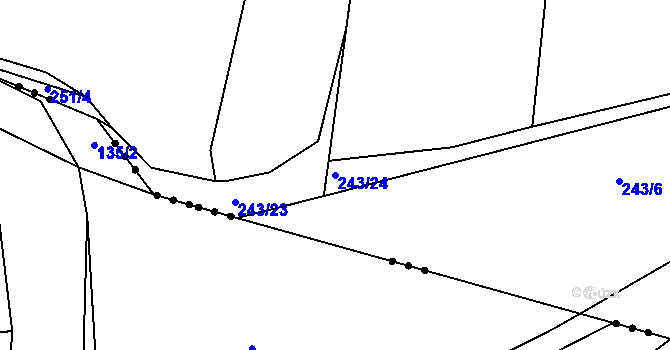 Parcela st. 243/24 v KÚ Kloušov, Katastrální mapa