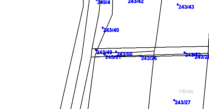 Parcela st. 243/51 v KÚ Kloušov, Katastrální mapa
