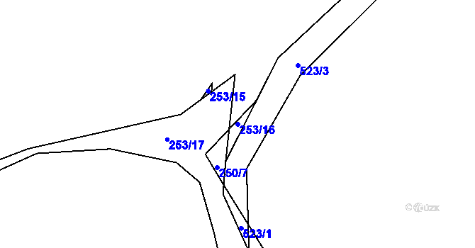 Parcela st. 253/16 v KÚ Kloušov, Katastrální mapa