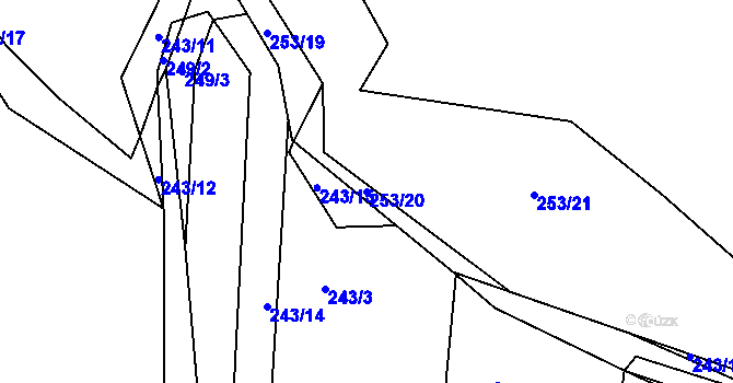 Parcela st. 253/20 v KÚ Kloušov, Katastrální mapa