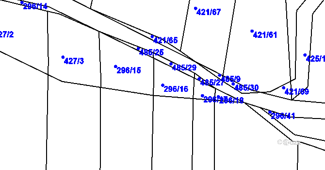 Parcela st. 296/16 v KÚ Kloušov, Katastrální mapa