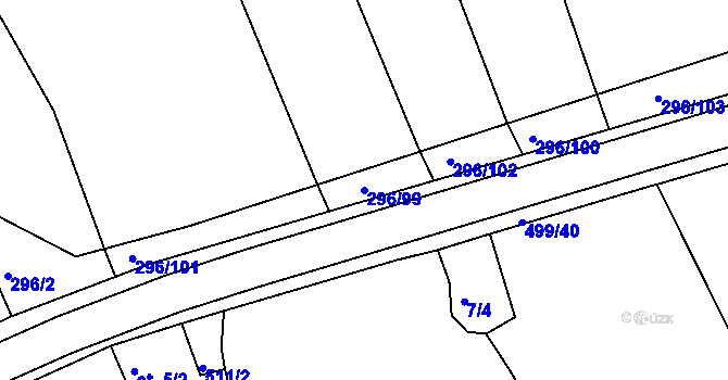 Parcela st. 296/99 v KÚ Kloušov, Katastrální mapa