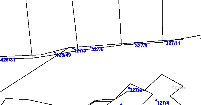 Parcela st. 327/7 v KÚ Kloušov, Katastrální mapa