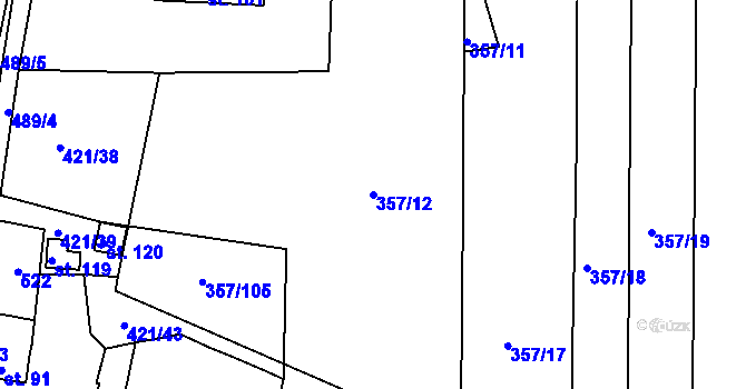 Parcela st. 357/12 v KÚ Kloušov, Katastrální mapa