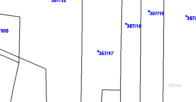 Parcela st. 357/17 v KÚ Kloušov, Katastrální mapa