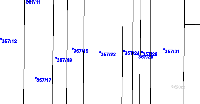 Parcela st. 357/22 v KÚ Kloušov, Katastrální mapa