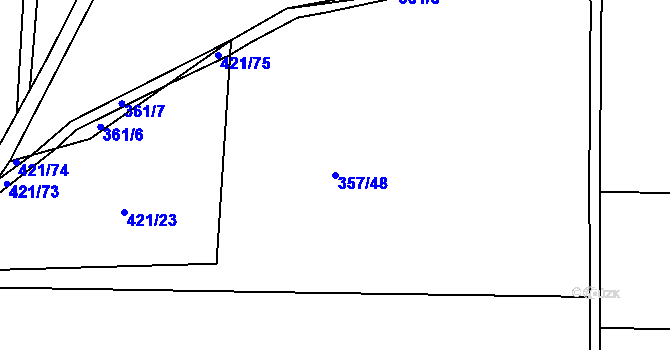 Parcela st. 357/48 v KÚ Kloušov, Katastrální mapa