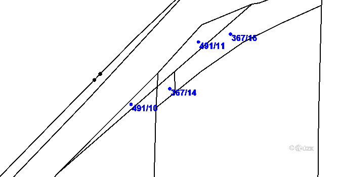 Parcela st. 367/14 v KÚ Kloušov, Katastrální mapa