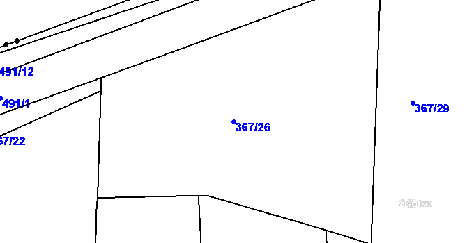 Parcela st. 367/26 v KÚ Kloušov, Katastrální mapa