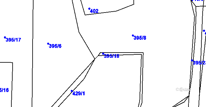 Parcela st. 395/18 v KÚ Kloušov, Katastrální mapa