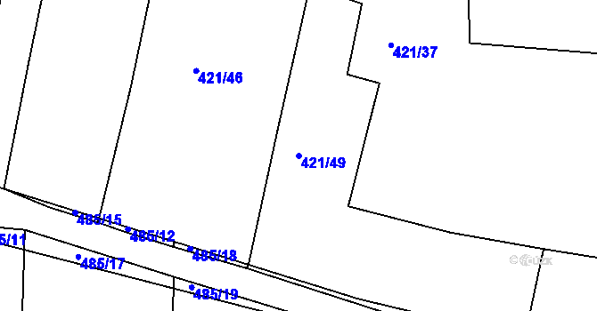 Parcela st. 421/49 v KÚ Kloušov, Katastrální mapa