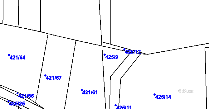 Parcela st. 425/9 v KÚ Kloušov, Katastrální mapa
