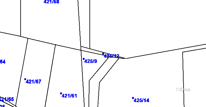 Parcela st. 425/12 v KÚ Kloušov, Katastrální mapa