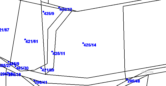 Parcela st. 425/14 v KÚ Kloušov, Katastrální mapa