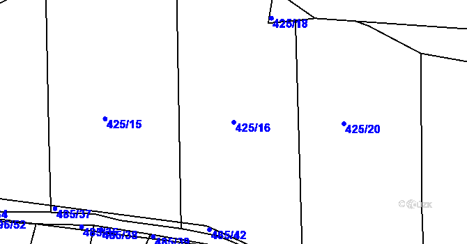 Parcela st. 425/16 v KÚ Kloušov, Katastrální mapa