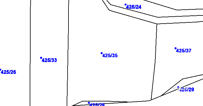 Parcela st. 425/35 v KÚ Kloušov, Katastrální mapa
