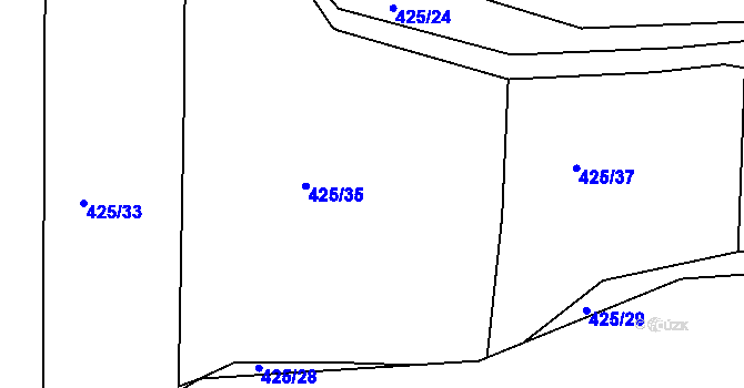 Parcela st. 425/36 v KÚ Kloušov, Katastrální mapa