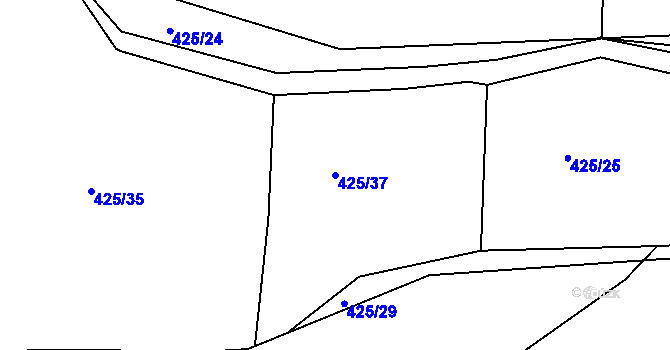 Parcela st. 425/37 v KÚ Kloušov, Katastrální mapa