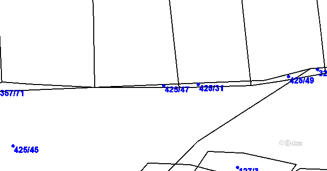 Parcela st. 425/47 v KÚ Kloušov, Katastrální mapa