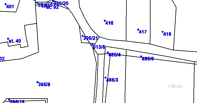 Parcela st. 485/3 v KÚ Kloušov, Katastrální mapa
