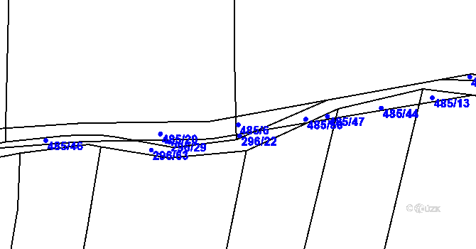 Parcela st. 485/6 v KÚ Kloušov, Katastrální mapa