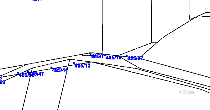 Parcela st. 485/10 v KÚ Kloušov, Katastrální mapa