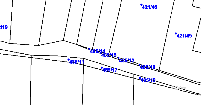 Parcela st. 485/15 v KÚ Kloušov, Katastrální mapa