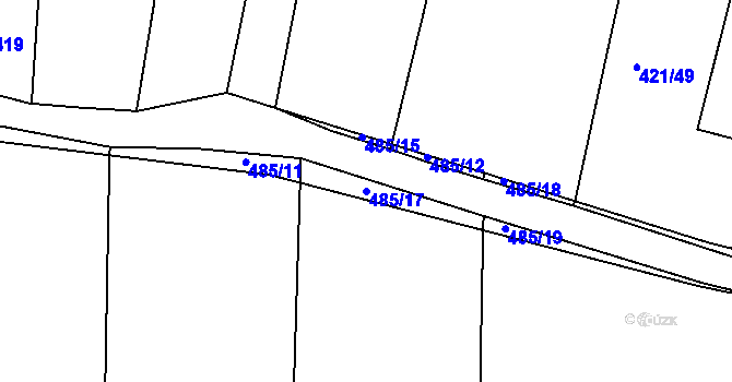 Parcela st. 485/17 v KÚ Kloušov, Katastrální mapa