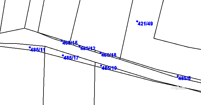 Parcela st. 485/18 v KÚ Kloušov, Katastrální mapa