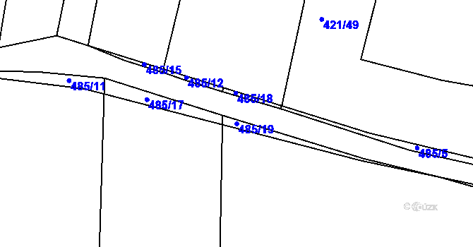 Parcela st. 485/19 v KÚ Kloušov, Katastrální mapa