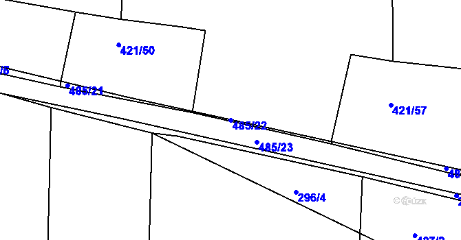 Parcela st. 485/22 v KÚ Kloušov, Katastrální mapa