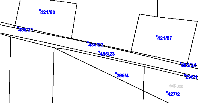 Parcela st. 485/23 v KÚ Kloušov, Katastrální mapa