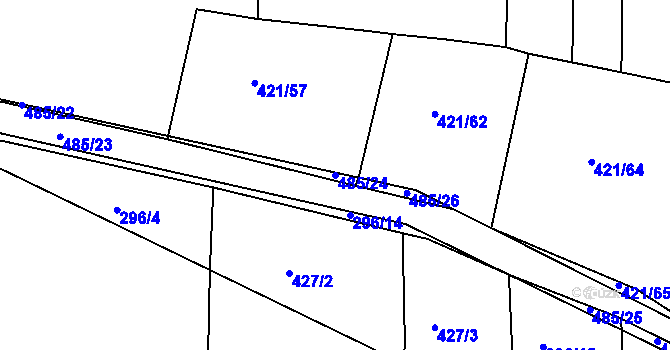 Parcela st. 485/24 v KÚ Kloušov, Katastrální mapa