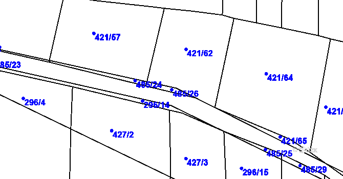 Parcela st. 485/26 v KÚ Kloušov, Katastrální mapa
