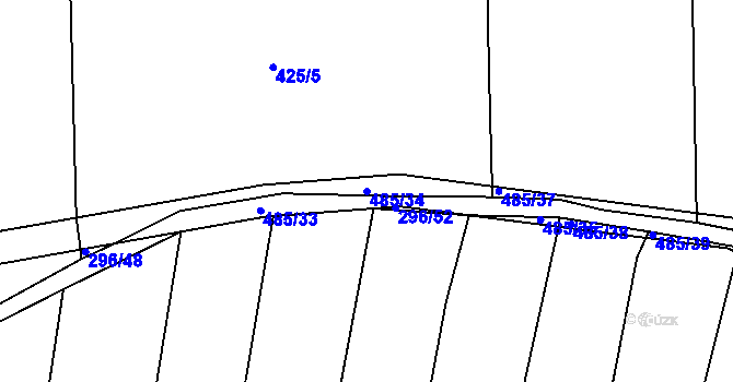Parcela st. 485/34 v KÚ Kloušov, Katastrální mapa