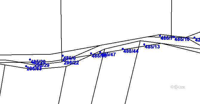 Parcela st. 485/47 v KÚ Kloušov, Katastrální mapa