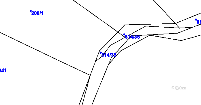 Parcela st. 514/35 v KÚ Kloušov, Katastrální mapa